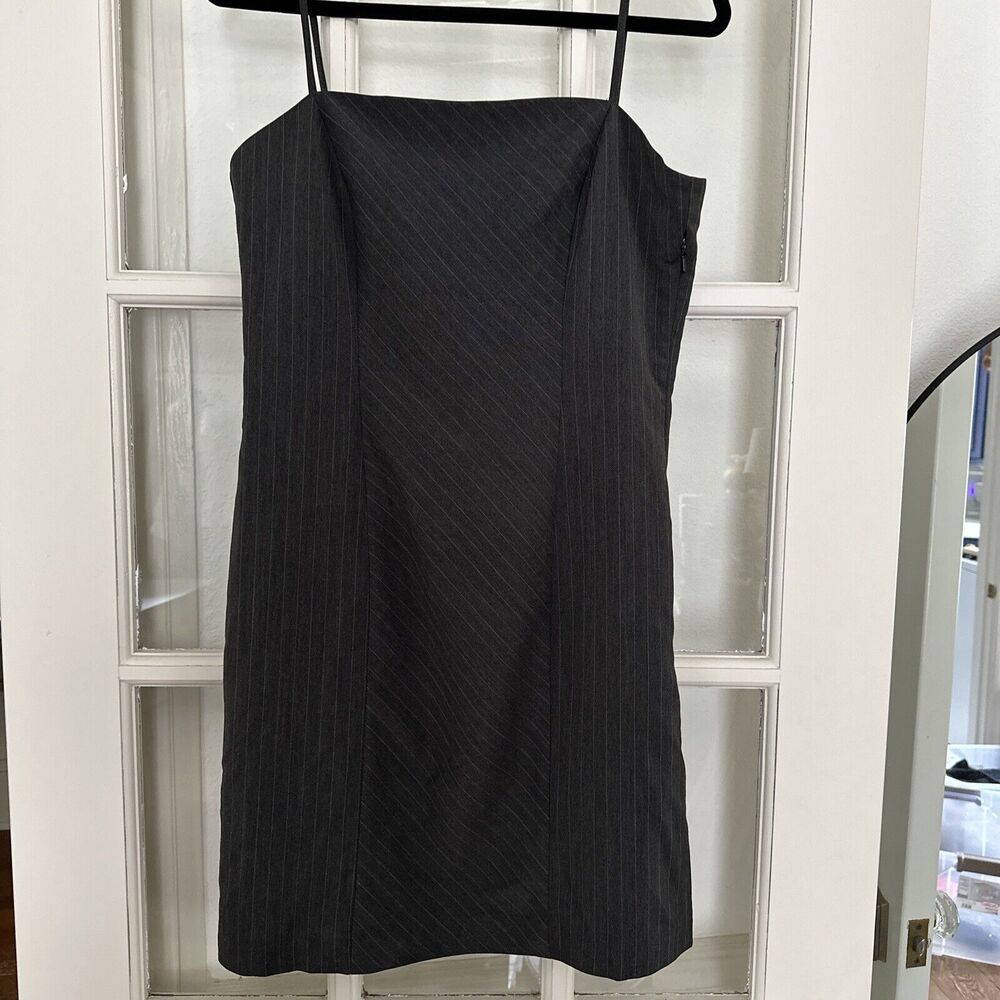 ARDEN B Vintage 90s Y2K Pinstripe Grey Dress Spaghetti Strap Womens 8